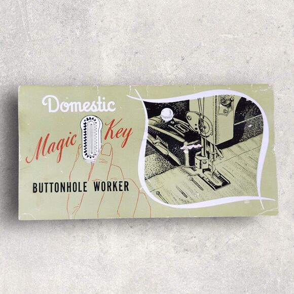 Vintage Domestic Magic Key Buttonhole Worker Attachment Set Templates & Manual - Picture 6 of 16